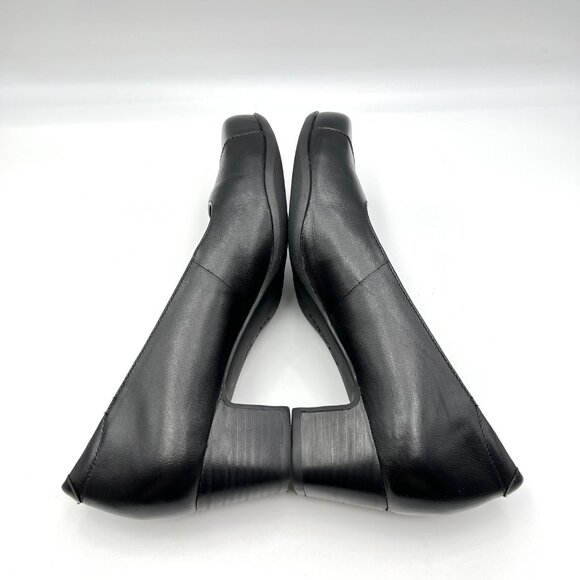 8N 8 NARROW WIDTH Clarks Womens Rosalyn Belle Black Leather Pumps Heels Shoes - Picture 7 of 13